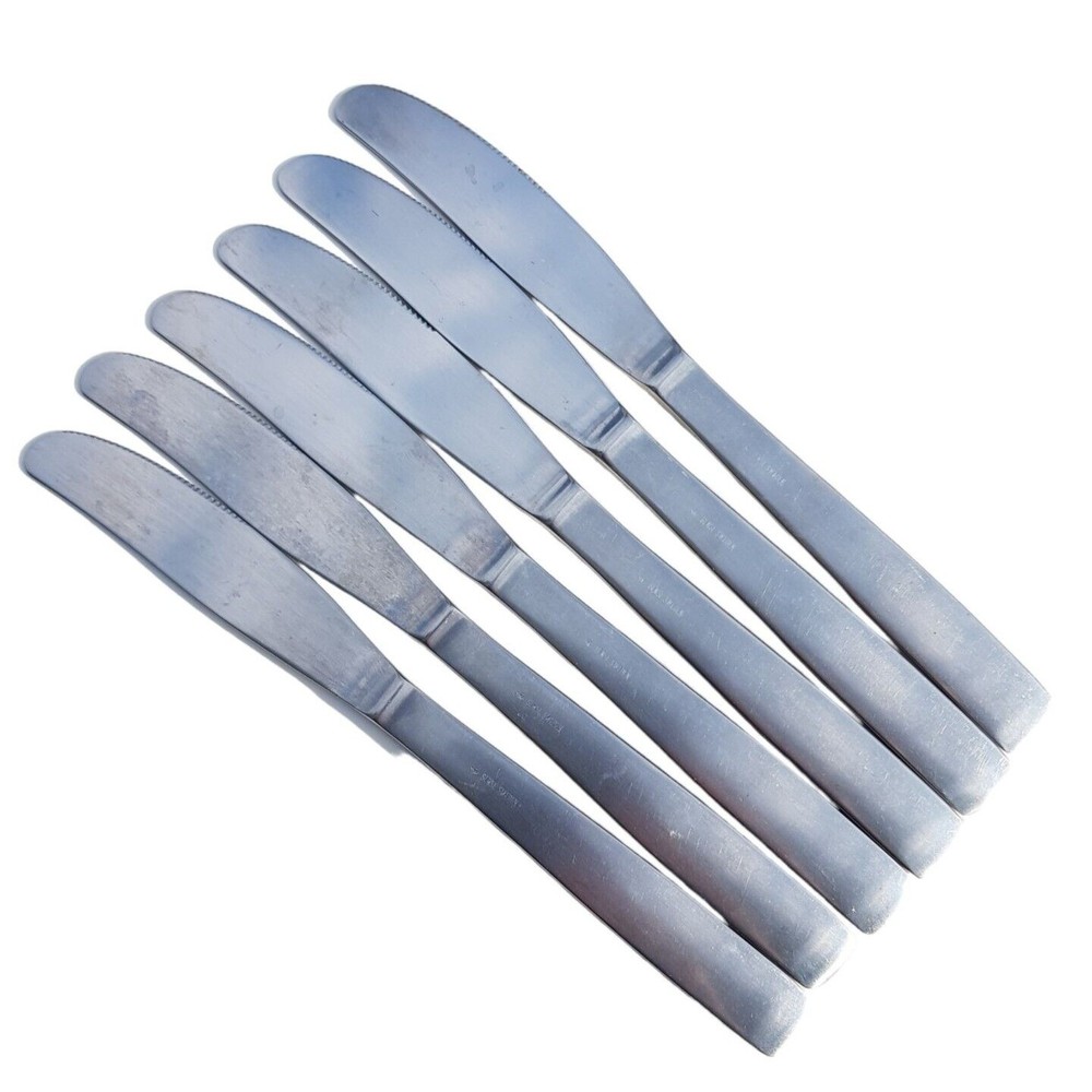 6 Gense Facette Pattern Stainless Knives Sweden Dinner Knife Light Serration 8"